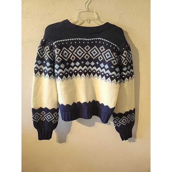 Mi Ami by Francesca's Fair Isle Oversized Pocket Cardigan Sweater Geometric M - Picture 5 of 5